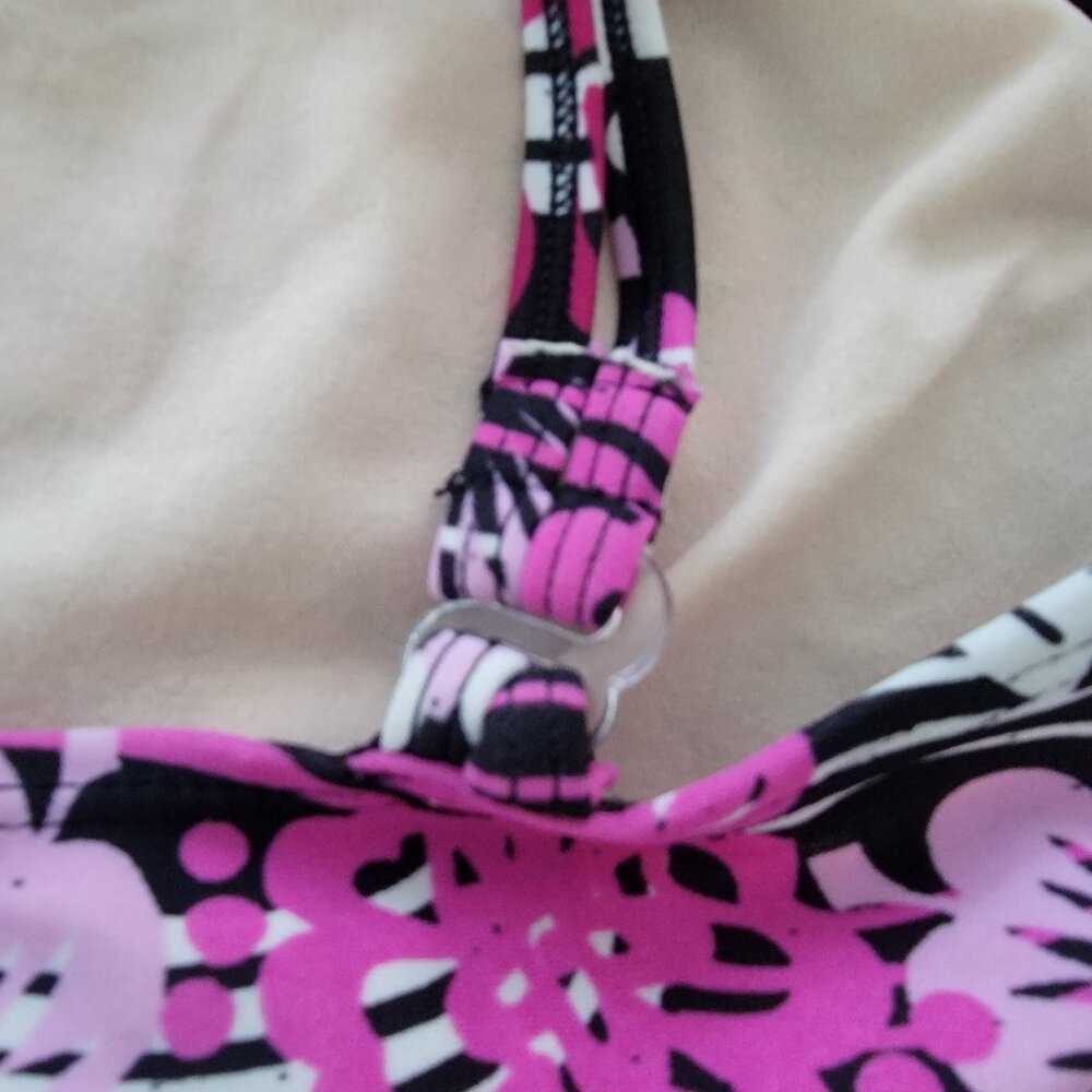 Southern Expressions Bikini Tankini Swim Top in Pink/Black/White Floral - Picture 4 of 7